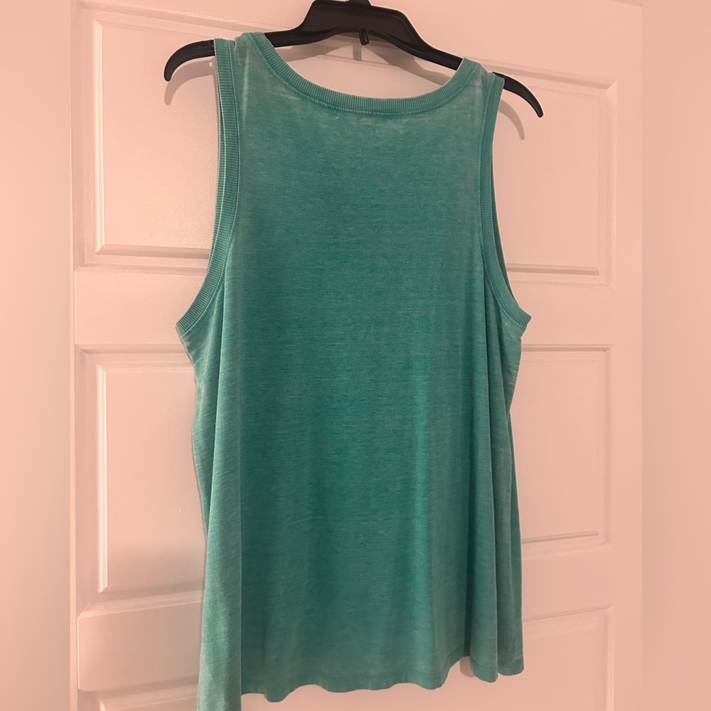 EUC Torrid Size 2 Teal Graphic Tank - "Beer Lime & Sunshine" - Picture 2 of 3